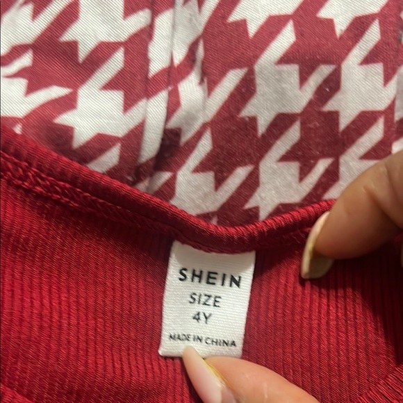 SHEIN Girls Red and white Houndstooth Dress with Black Belt size 4Y - Picture 4 of 5